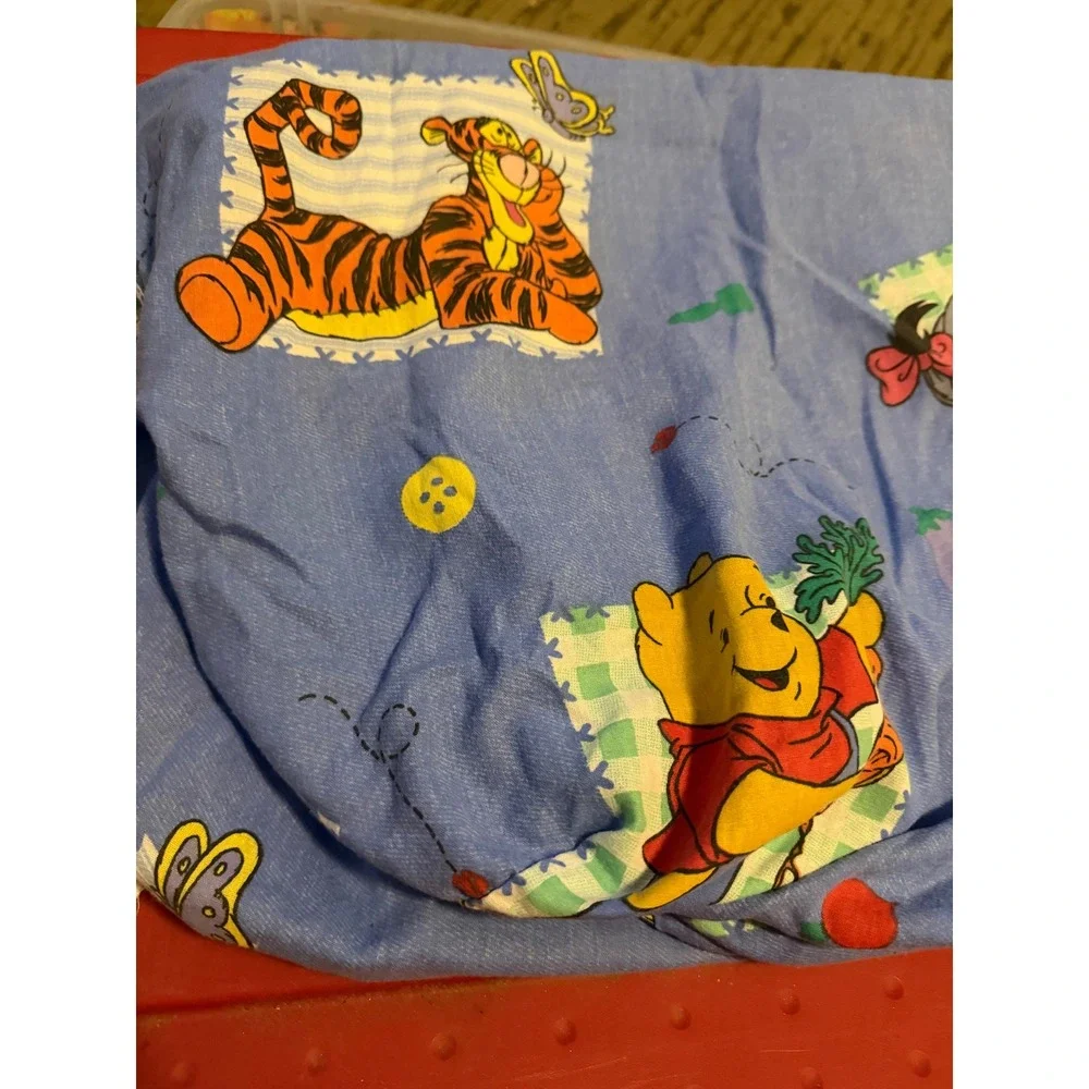 Vintage Disney Winnie the Pooh and Friends Garden Blue crib sheet